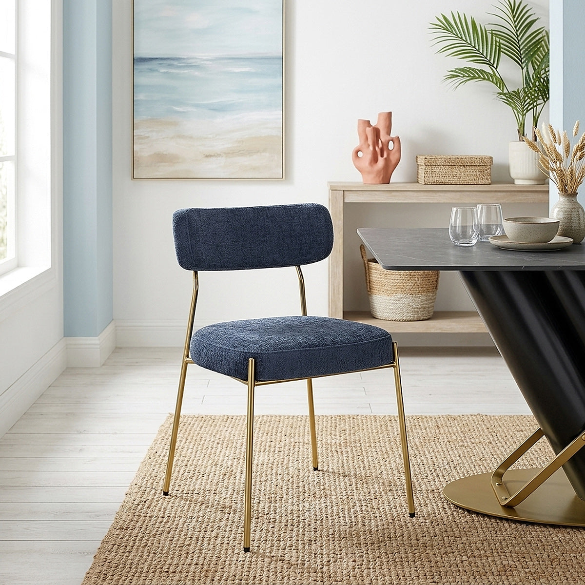 Silla Tela Oro - Diana Azul