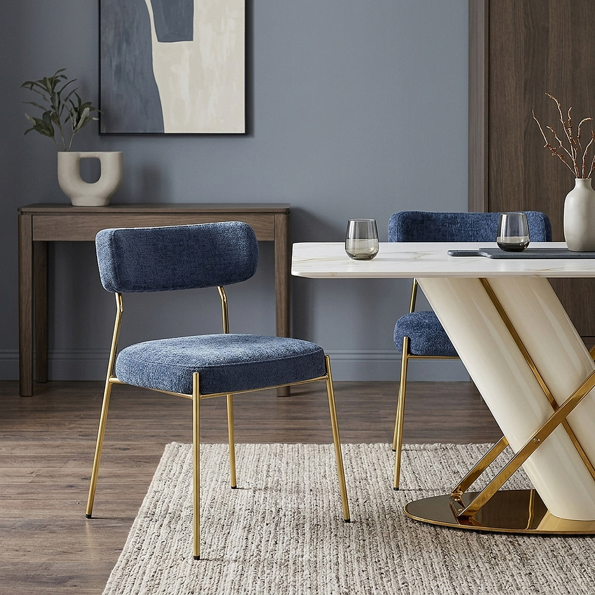 Silla Tela Oro - Diana Azul