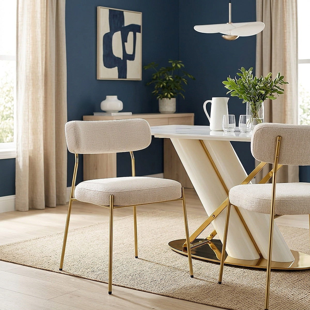 Silla Tela Oro - Diana Crema