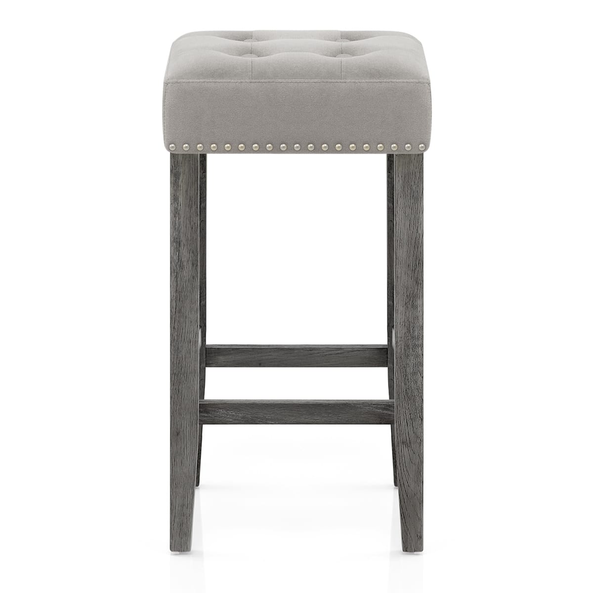 Banqueta Terciopelo Madera - Dove Gris