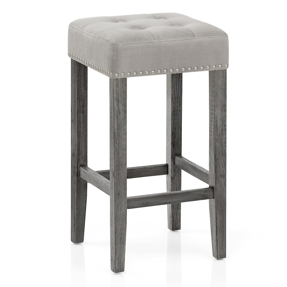 Banqueta Terciopelo Madera - Dove Gris