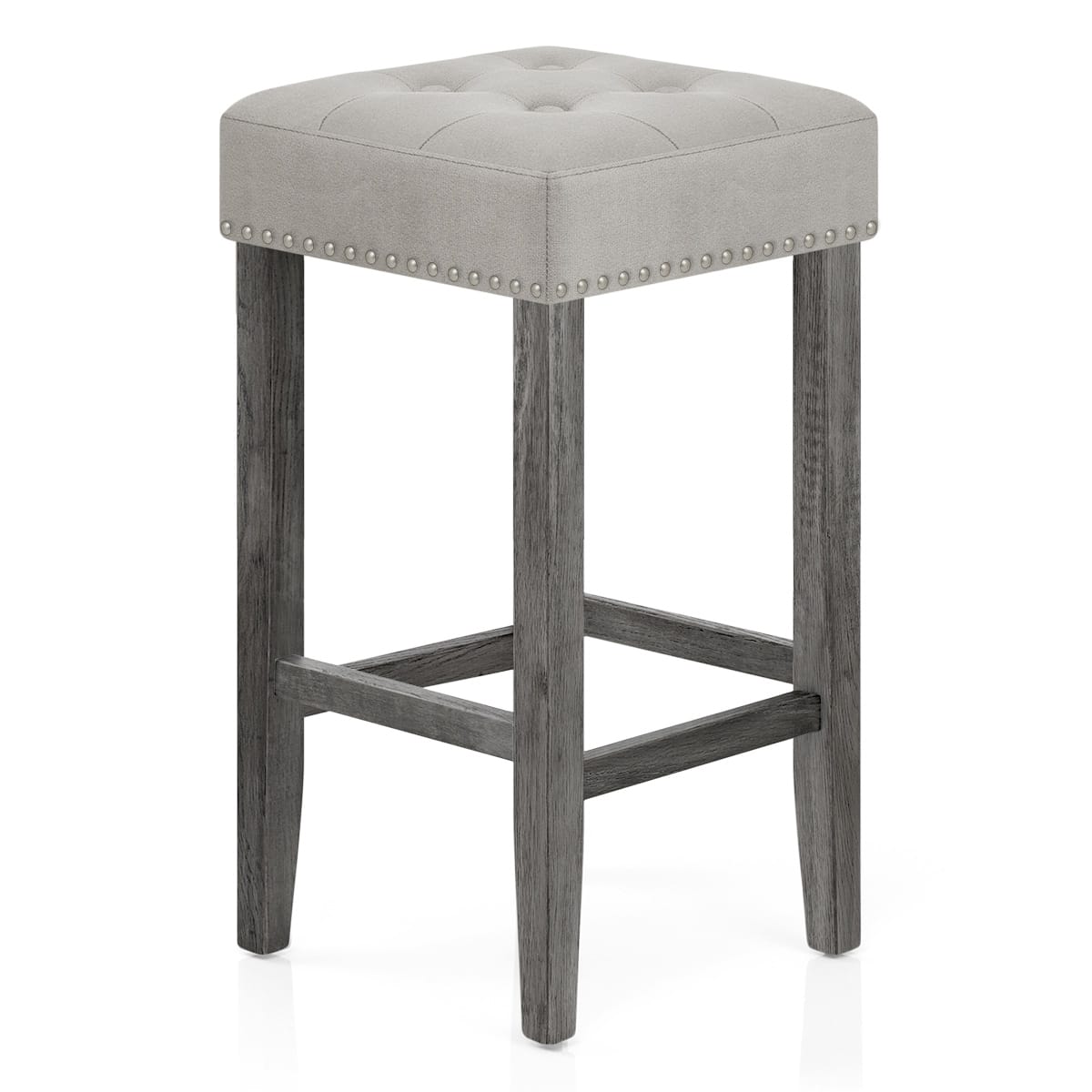 Banqueta Terciopelo Madera - Dove Gris