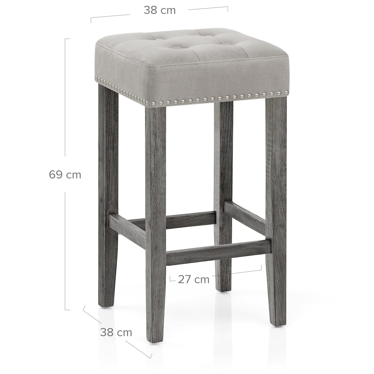 Banqueta Terciopelo Madera - Dove Gris