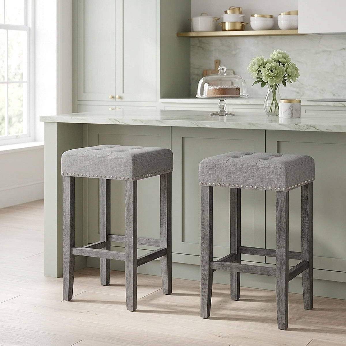 Banqueta Tela Madera - Dove Gris