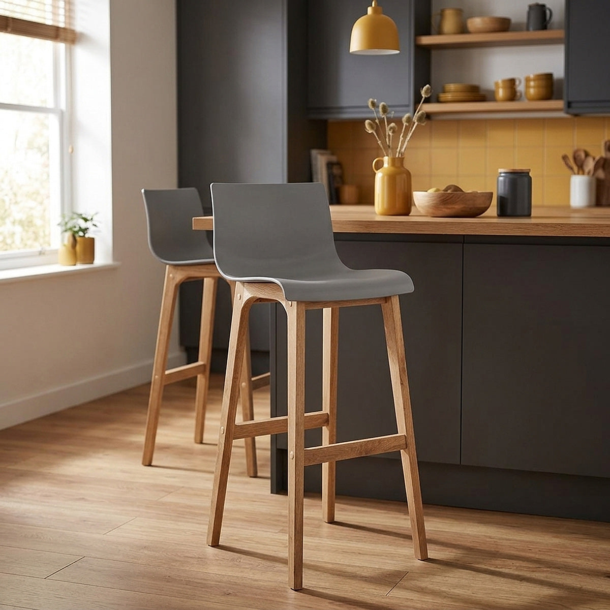 Taburete Madera Resina - Drift ABS Gris Oscuro