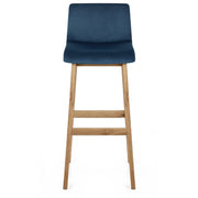 Taburete Madera Terciopelo  - Drift Azul