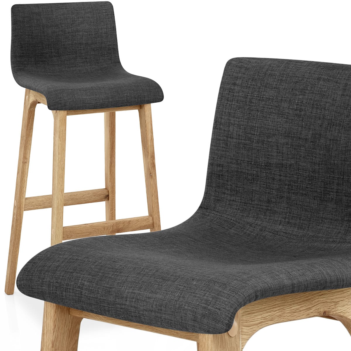 Taburete Madera Tela - Drift Gris Oscuro