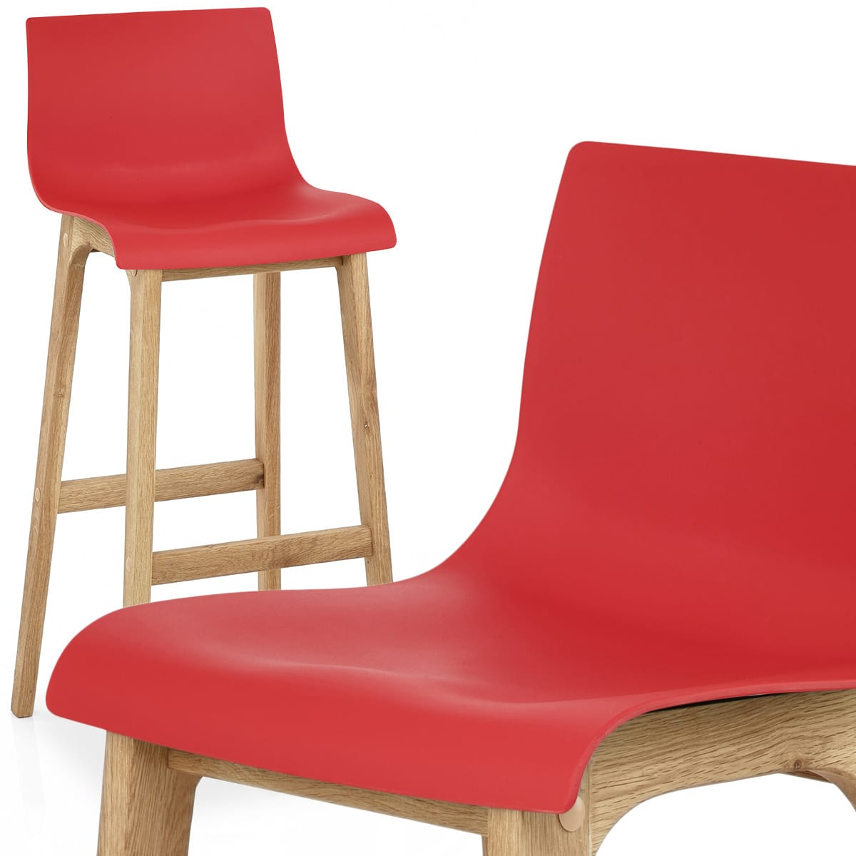 Taburete Madera Resina - Drift ABS Rojo