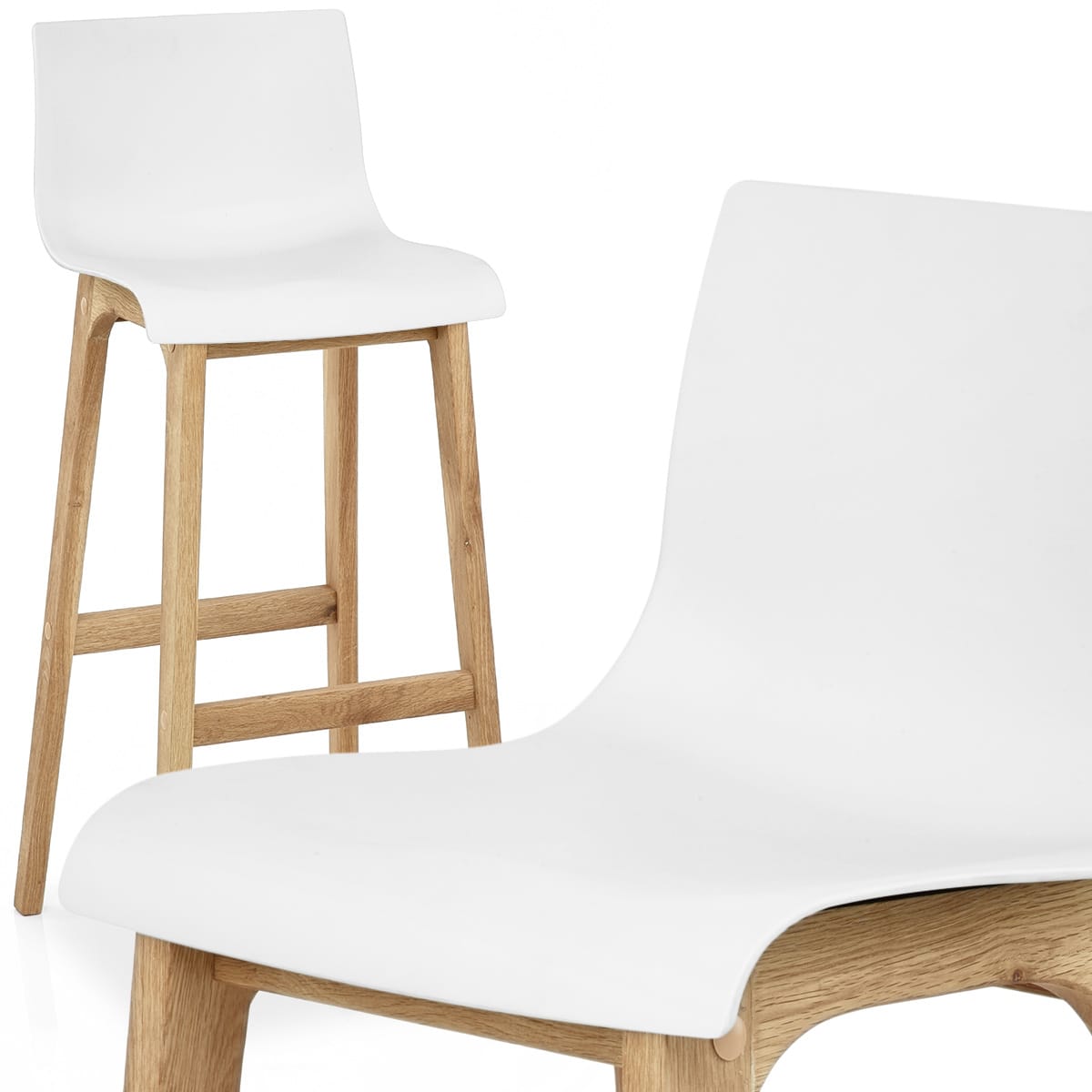 Taburete Madera Resina - Drift ABS Blanco