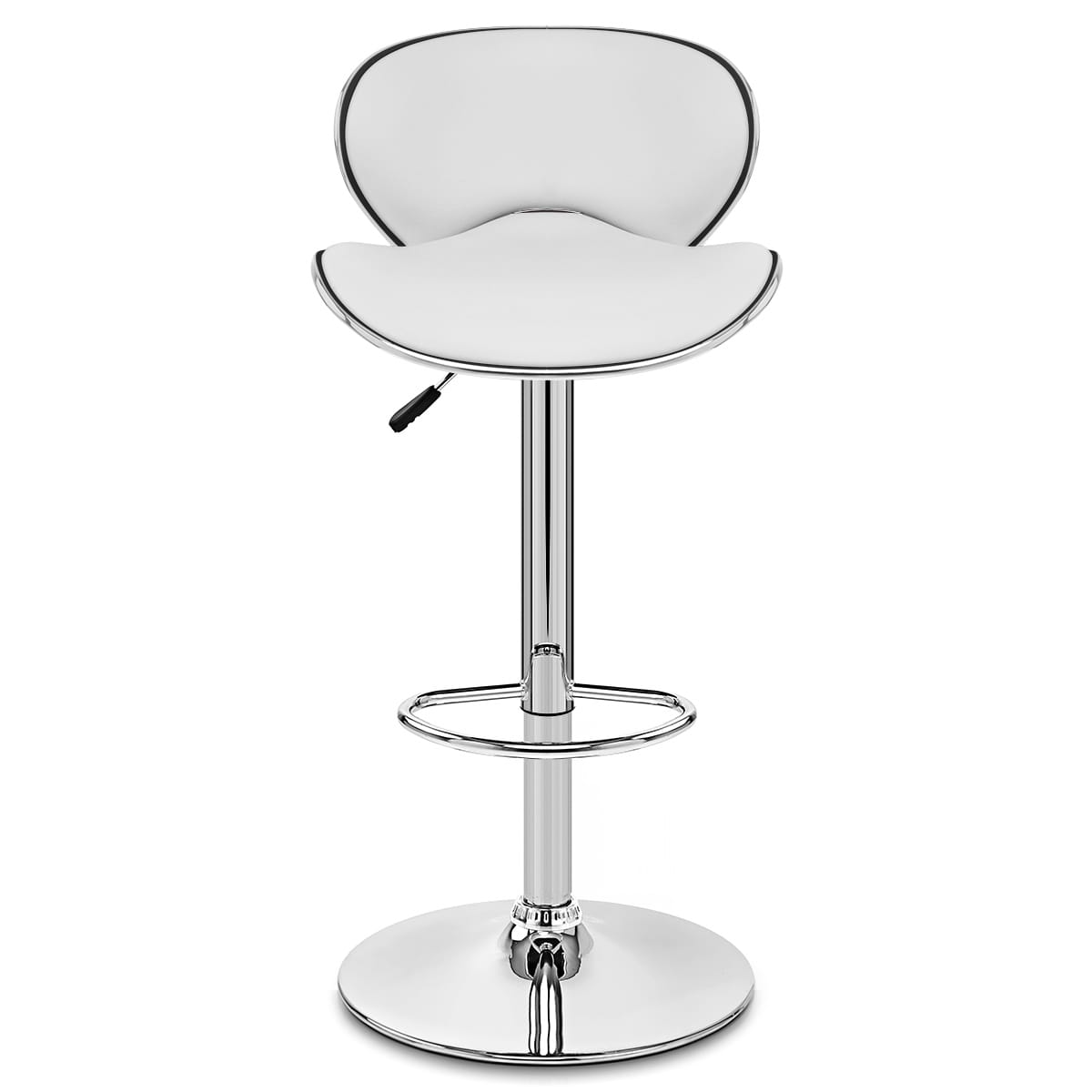 Taburete Polipiel Cromo - Félix Blanco
