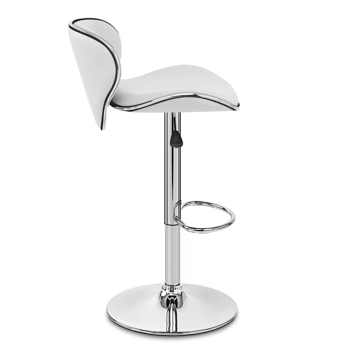 Taburete Polipiel Cromo - Félix Blanco