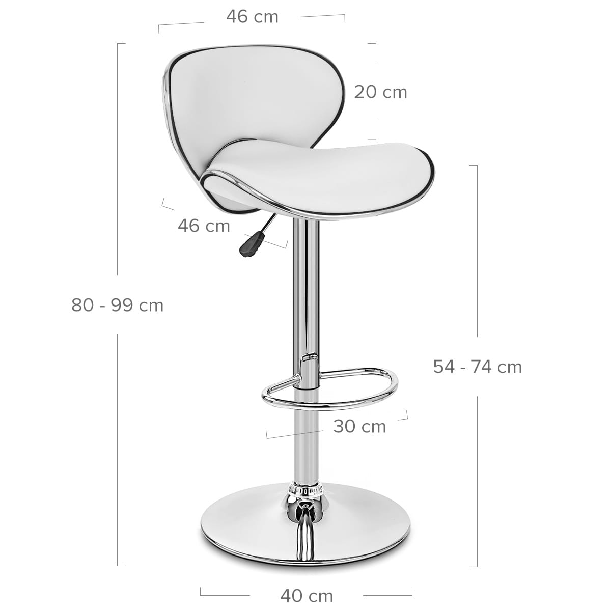 Taburete Polipiel Cromo - Félix Blanco