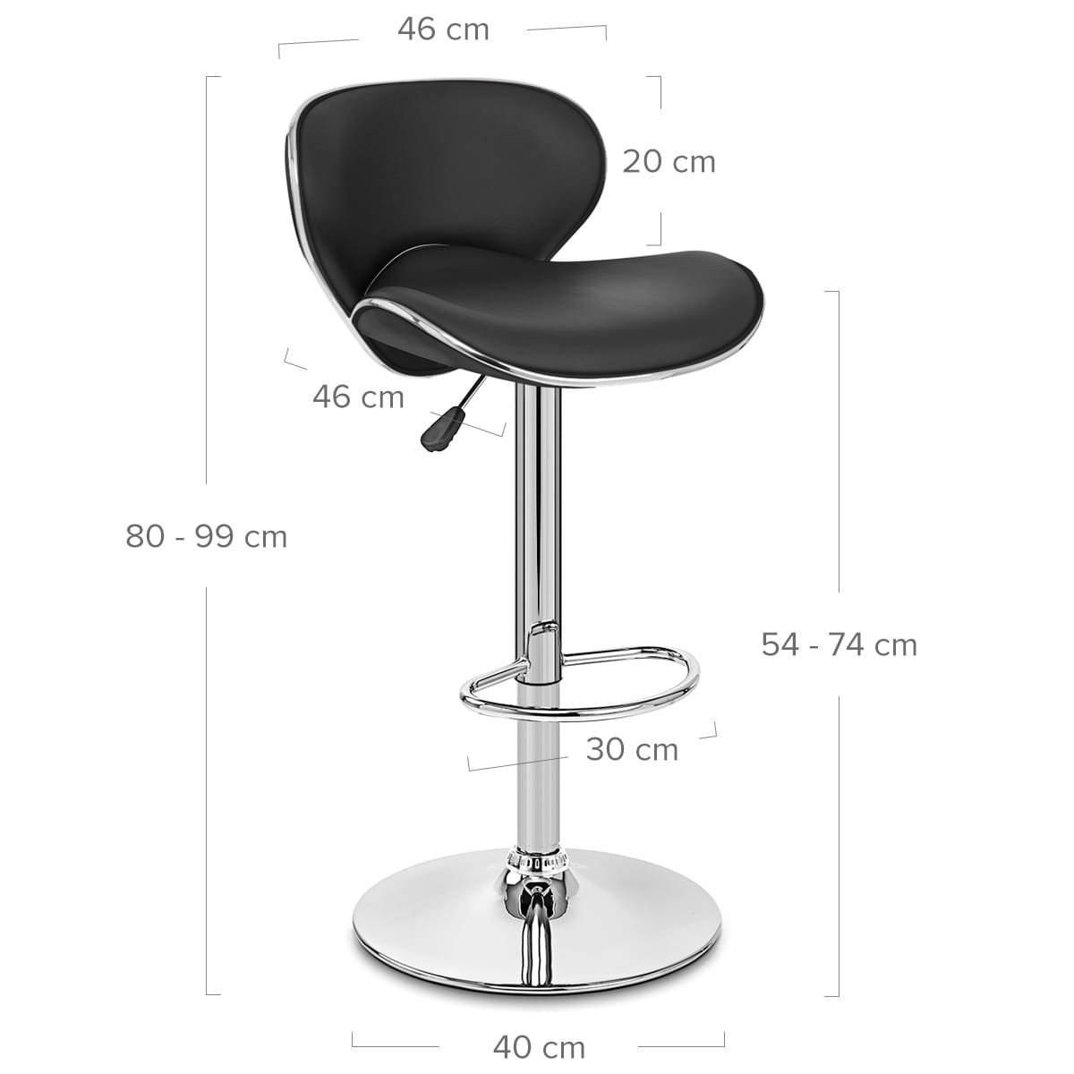 Taburete Polipiel Cromo - Félix Negro
