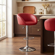 Taburete Polipiel Cromo - Eclipse Rojo