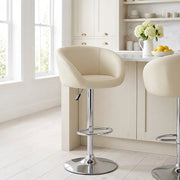 Taburete Polipiel Cromo - Eclipse Crema