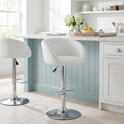 Taburete Polipiel Cromo - Eclipse Blanco