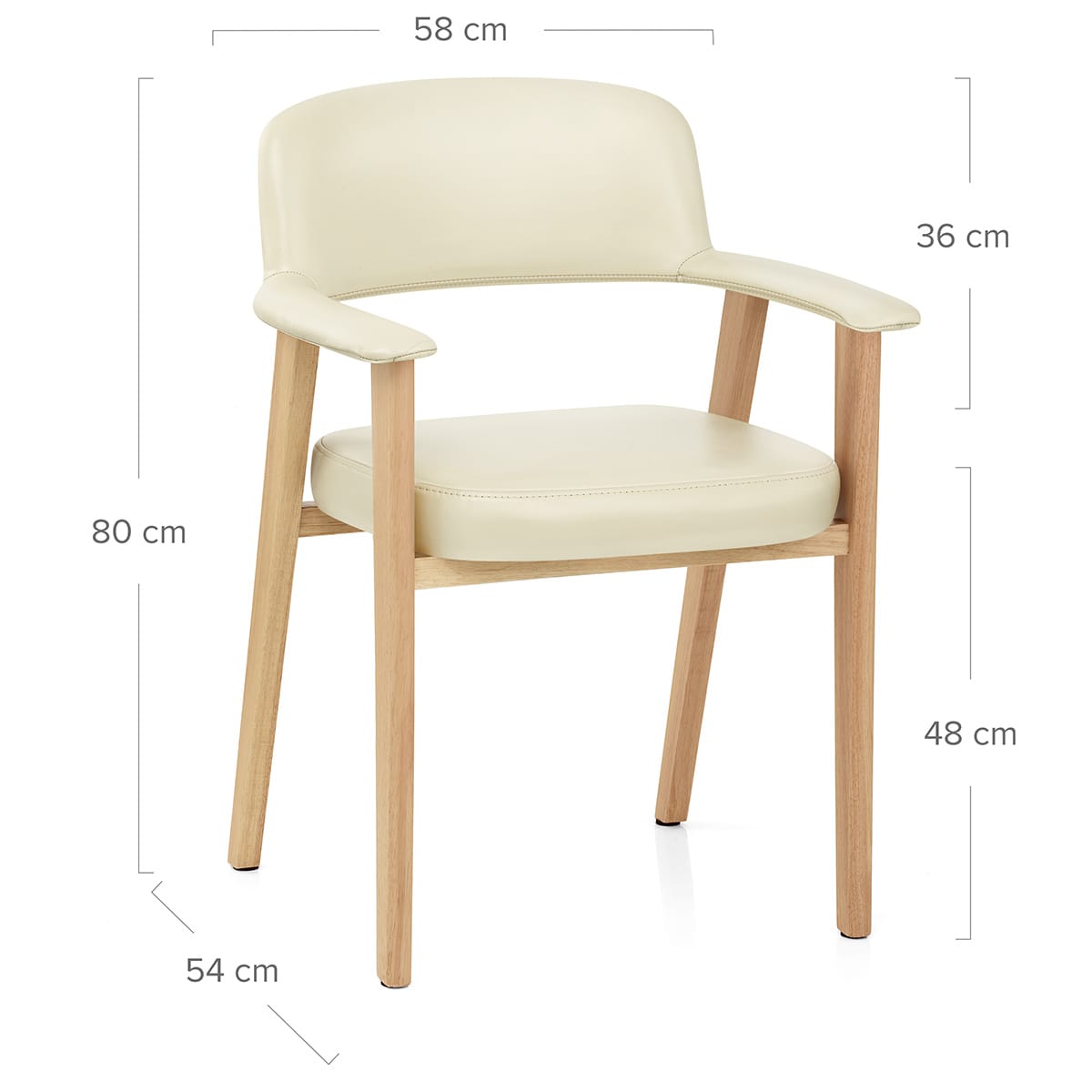 Silla Cuero Auténtico Roble - Elba Crema