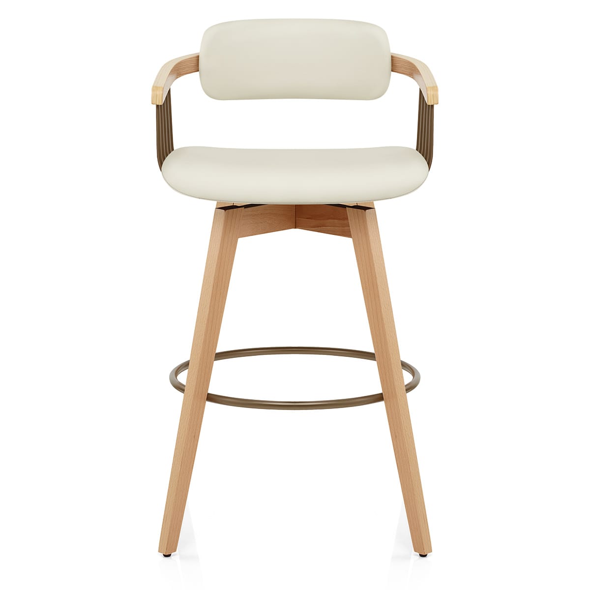 Taburete Cuero Roble - Electra Crema