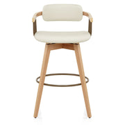 Taburete Cuero Roble - Electra Crema