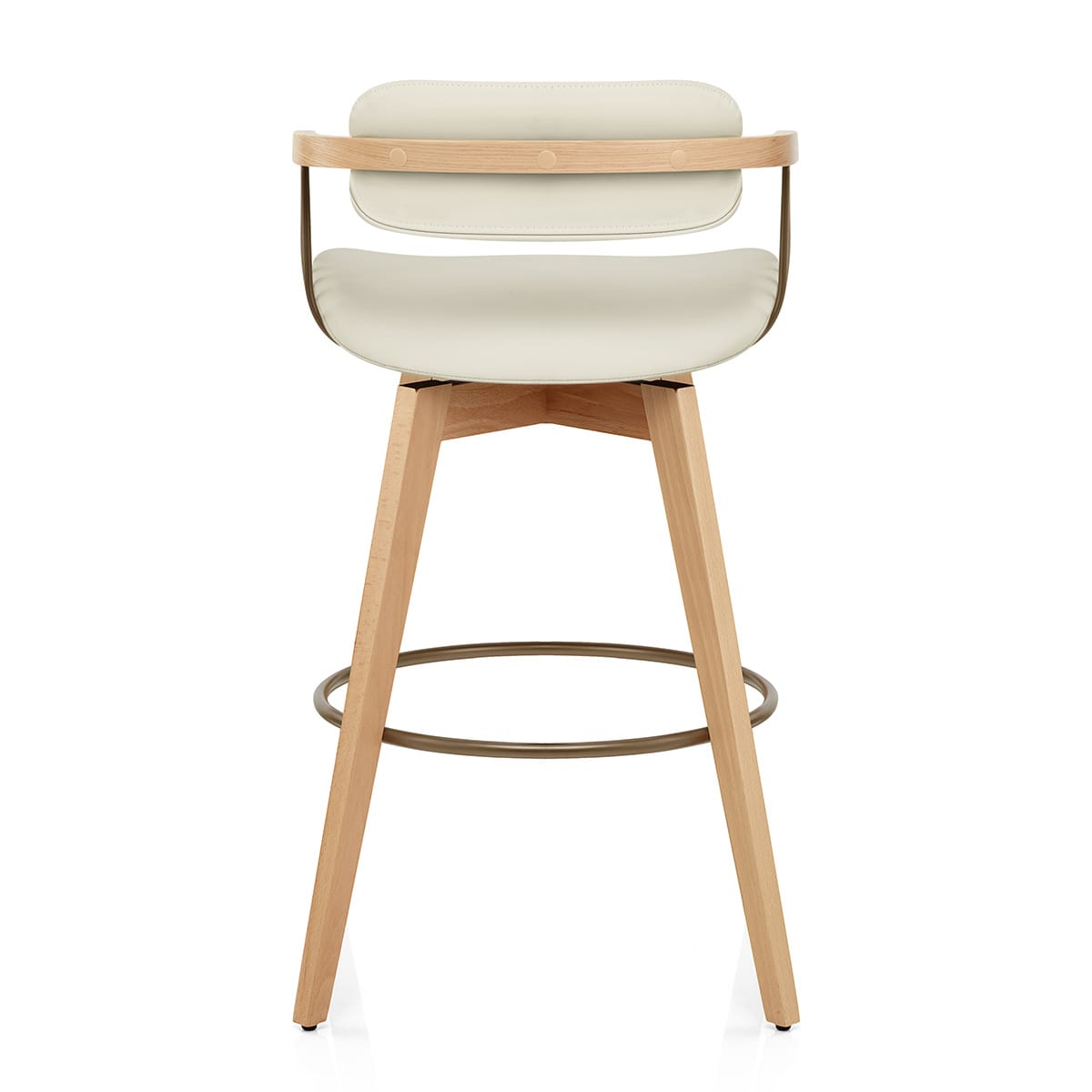 Taburete Cuero Roble - Electra Crema