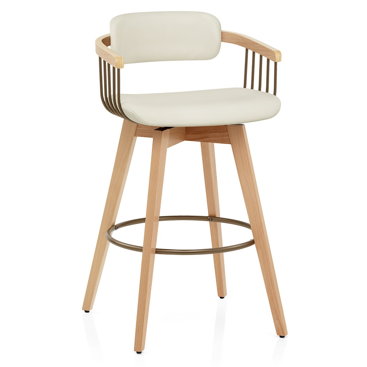 Taburete Cuero Roble - Electra Crema