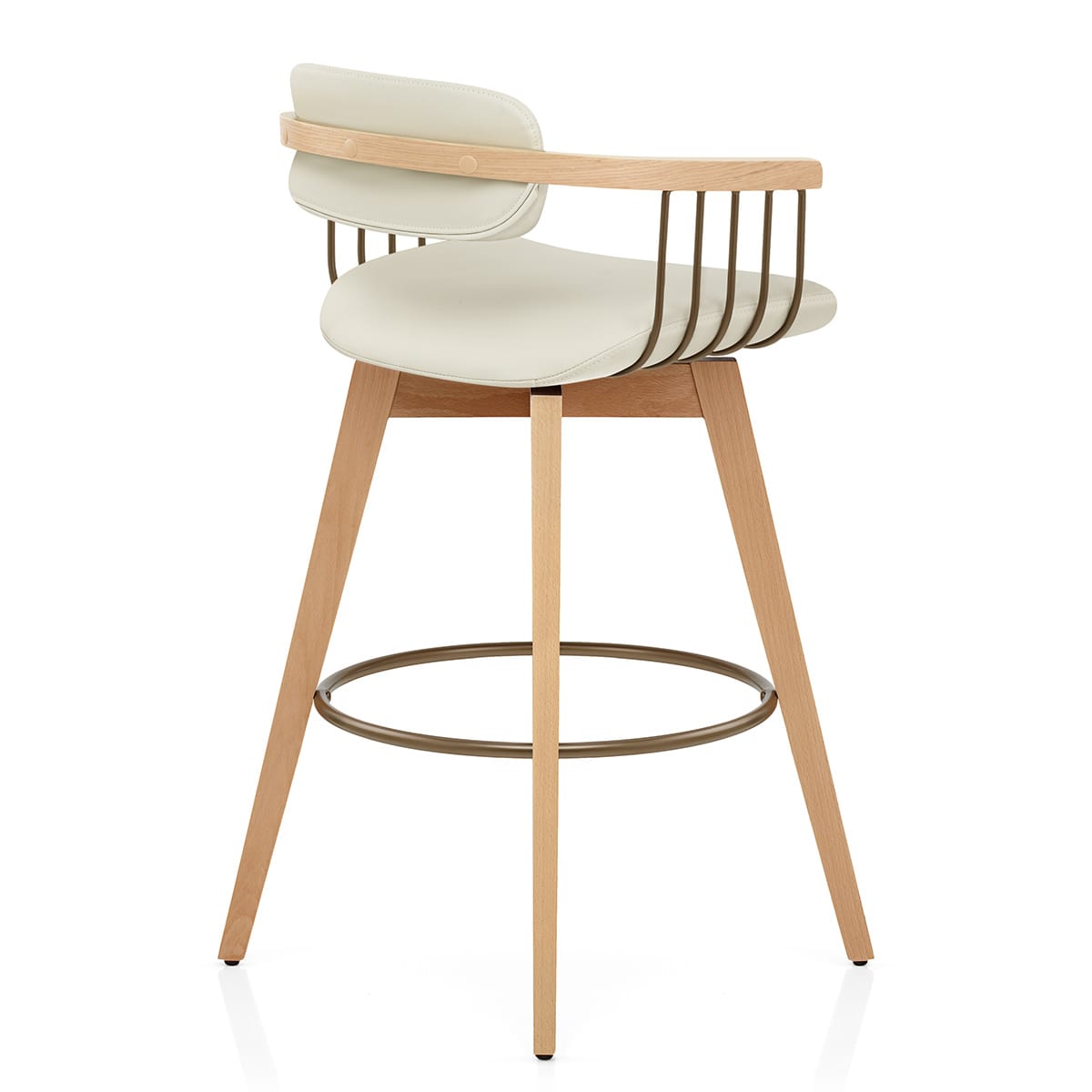 Taburete Cuero Roble - Electra Crema