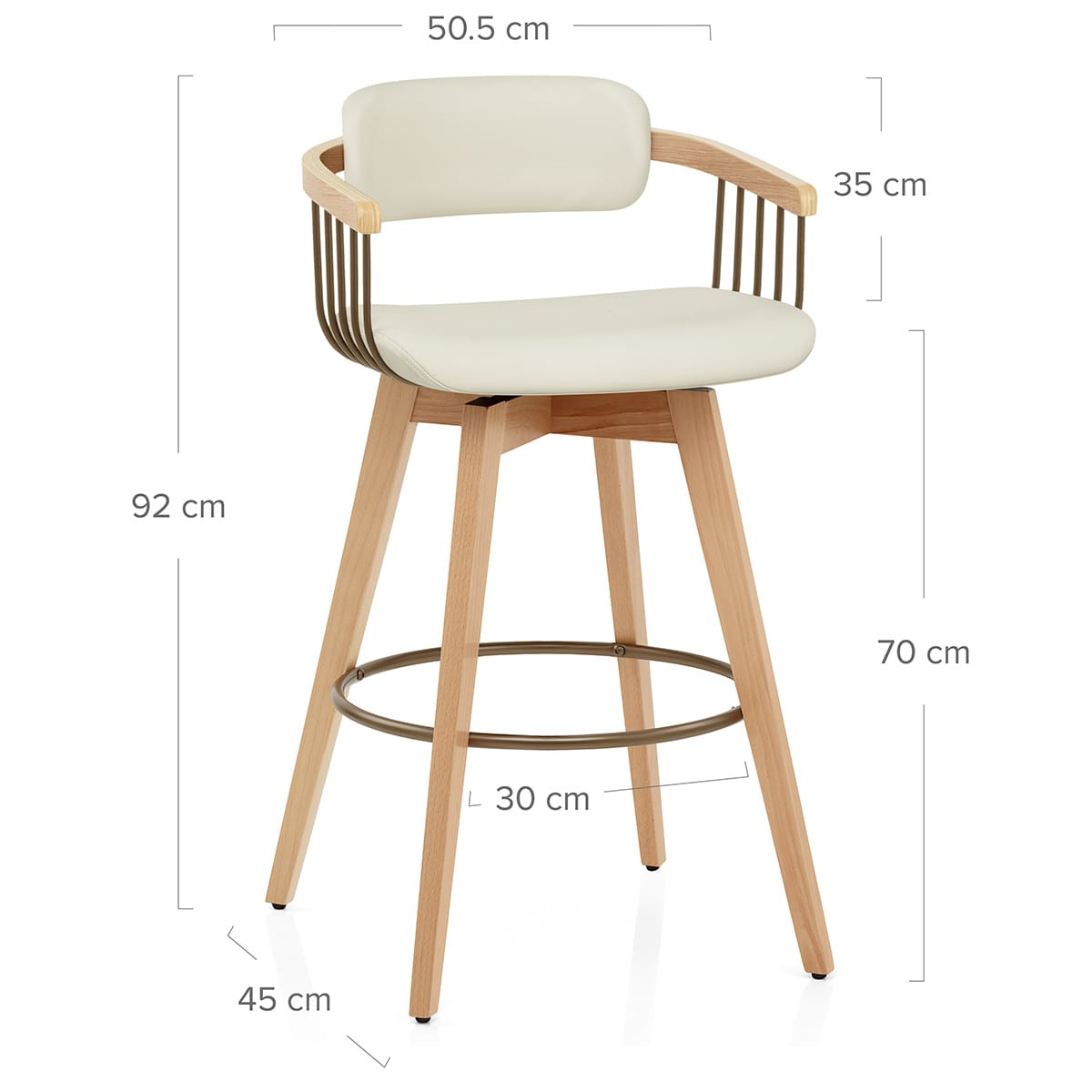 Taburete Cuero Roble - Electra Crema