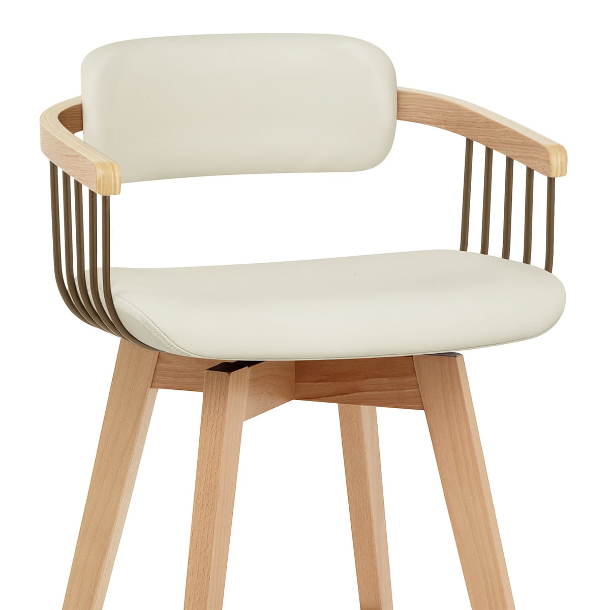 Taburete Cuero Roble - Electra Crema