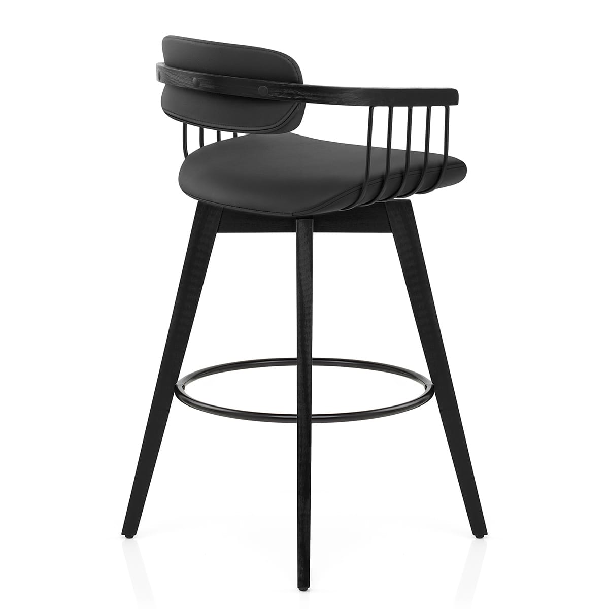 Taburete Cuero Auténtico - Electra Negro