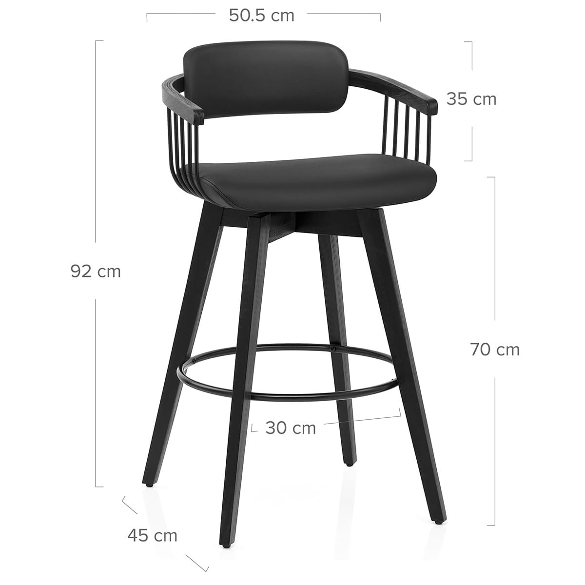 Taburete Cuero Auténtico - Electra Negro