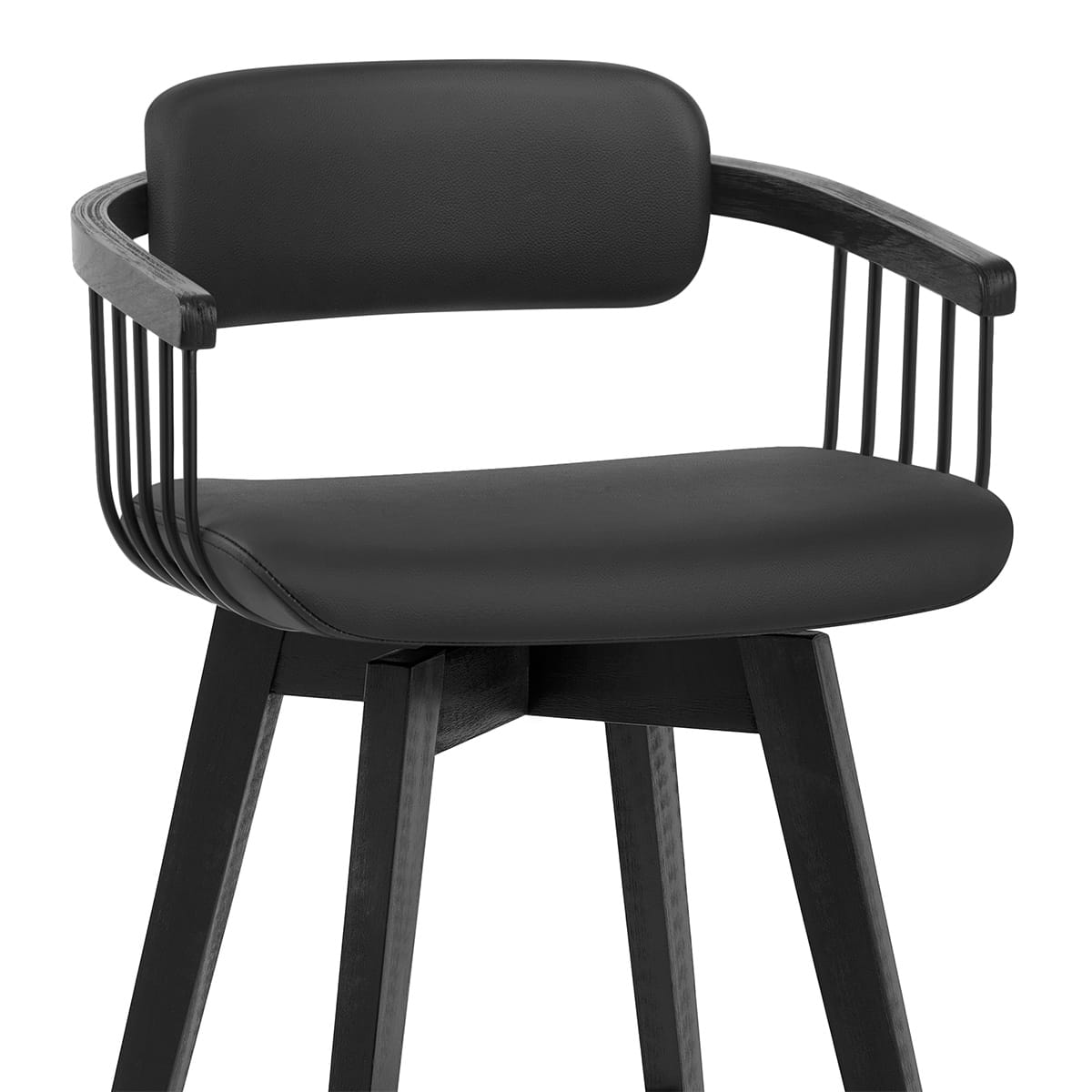 Taburete Cuero Auténtico - Electra Negro