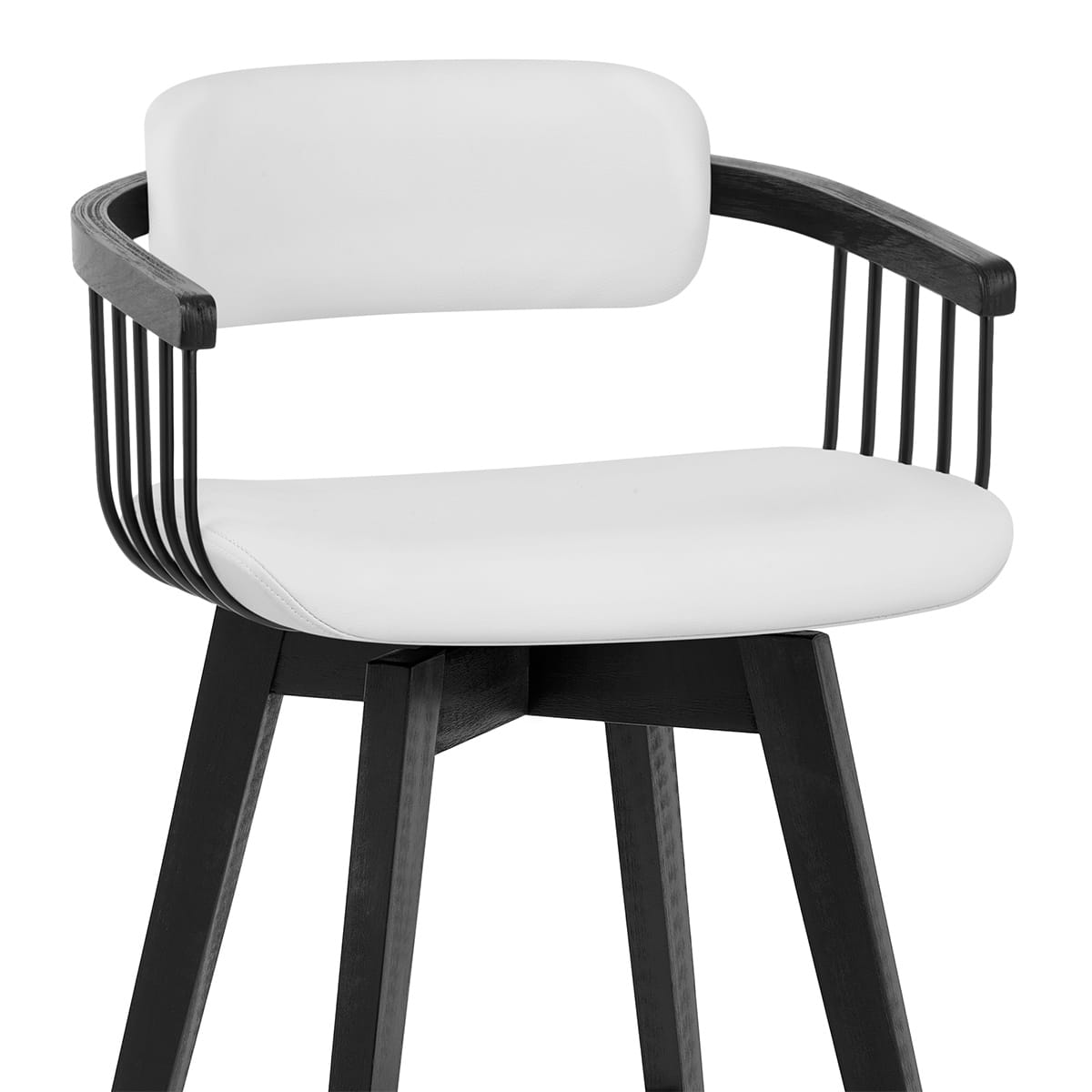 Taburete Cuero Auténtico - Electra Blanco