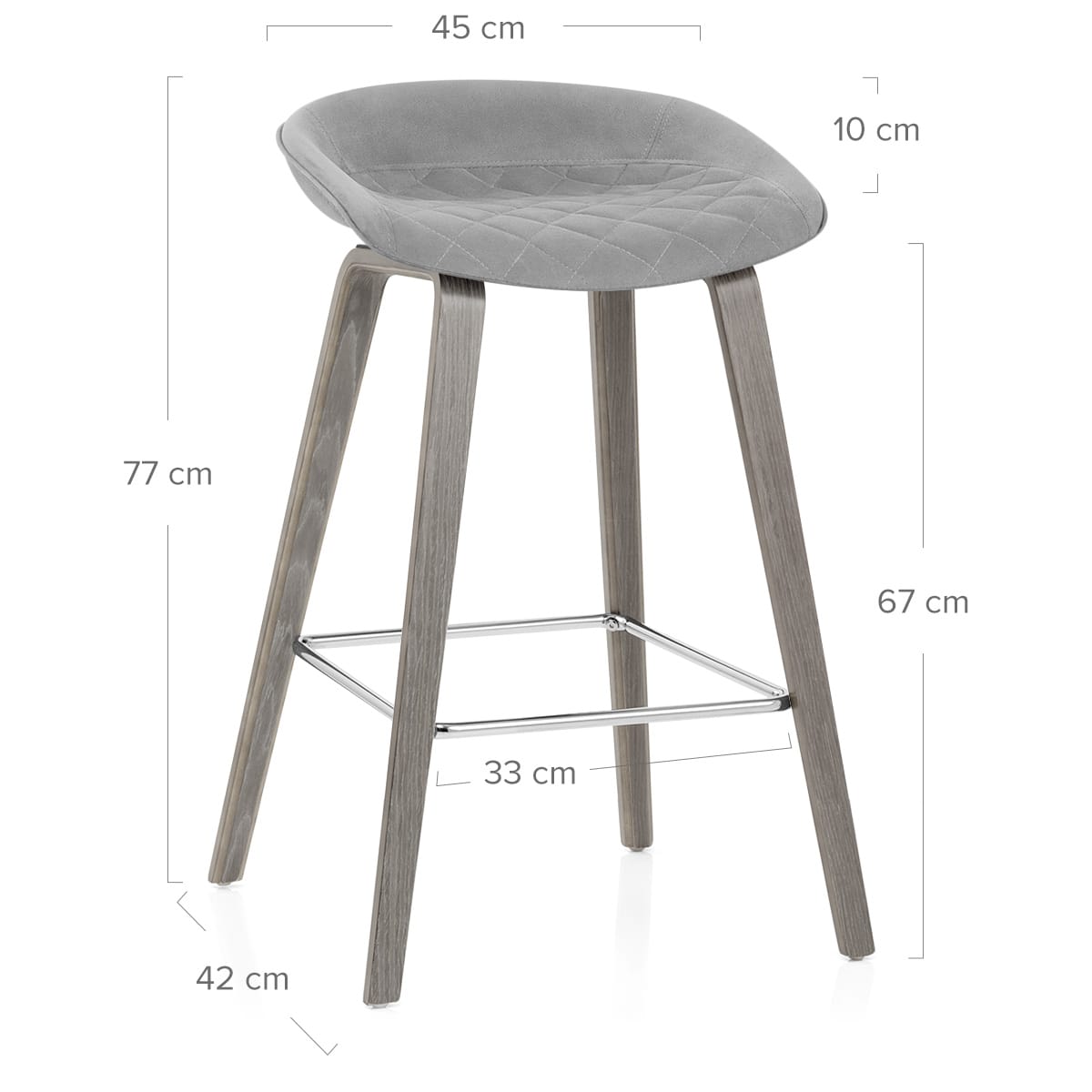 Taburete Terciopelo Madera - Epic Gris