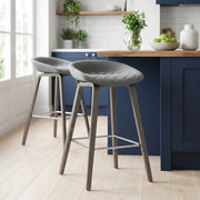 Taburete Terciopelo Madera - Epic Gris