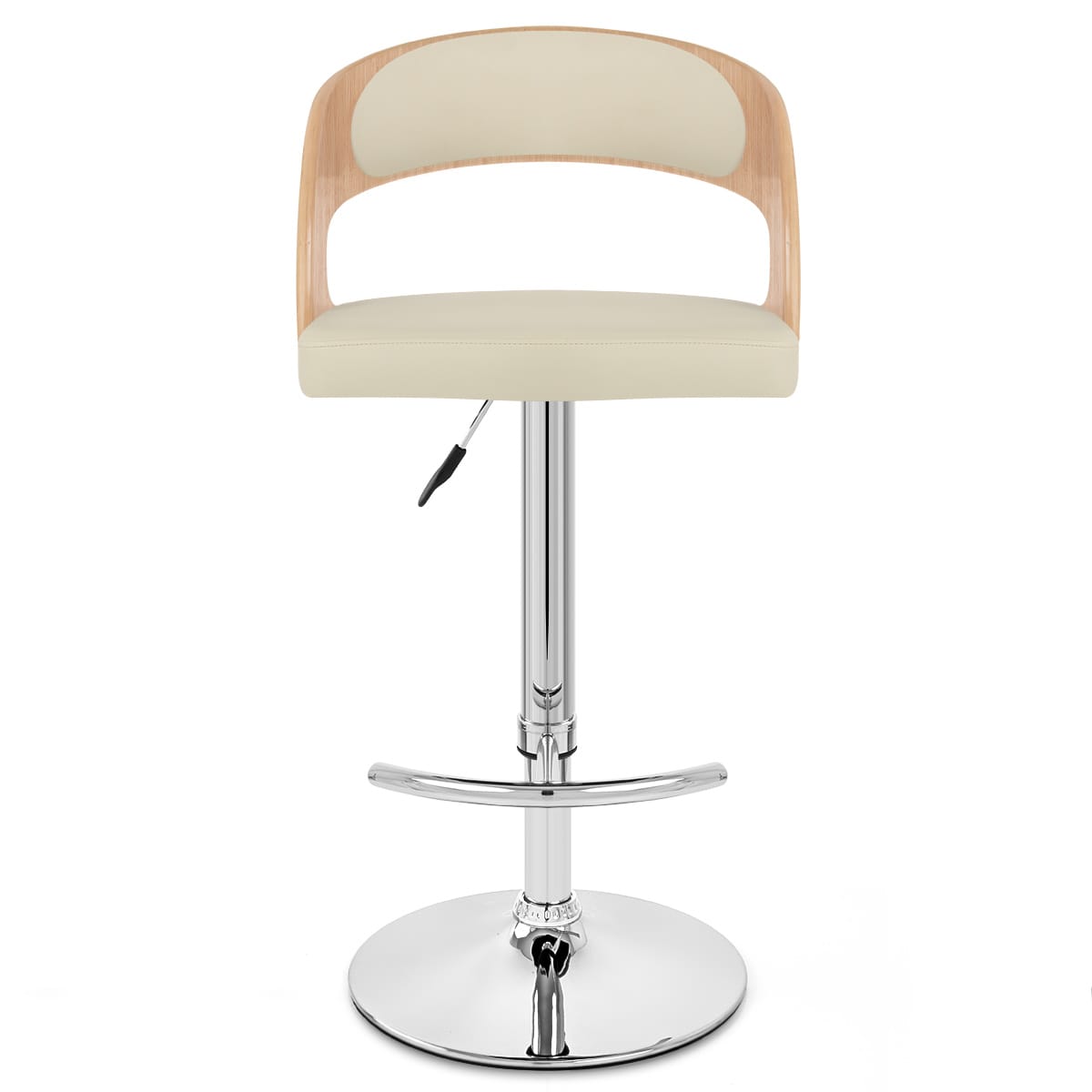Taburete Madera Cromo Roble - Eva Crema