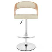 Taburete Madera Cromo Roble - Eva Crema
