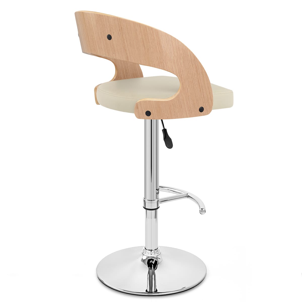 Taburete Madera Cromo Roble - Eva Crema