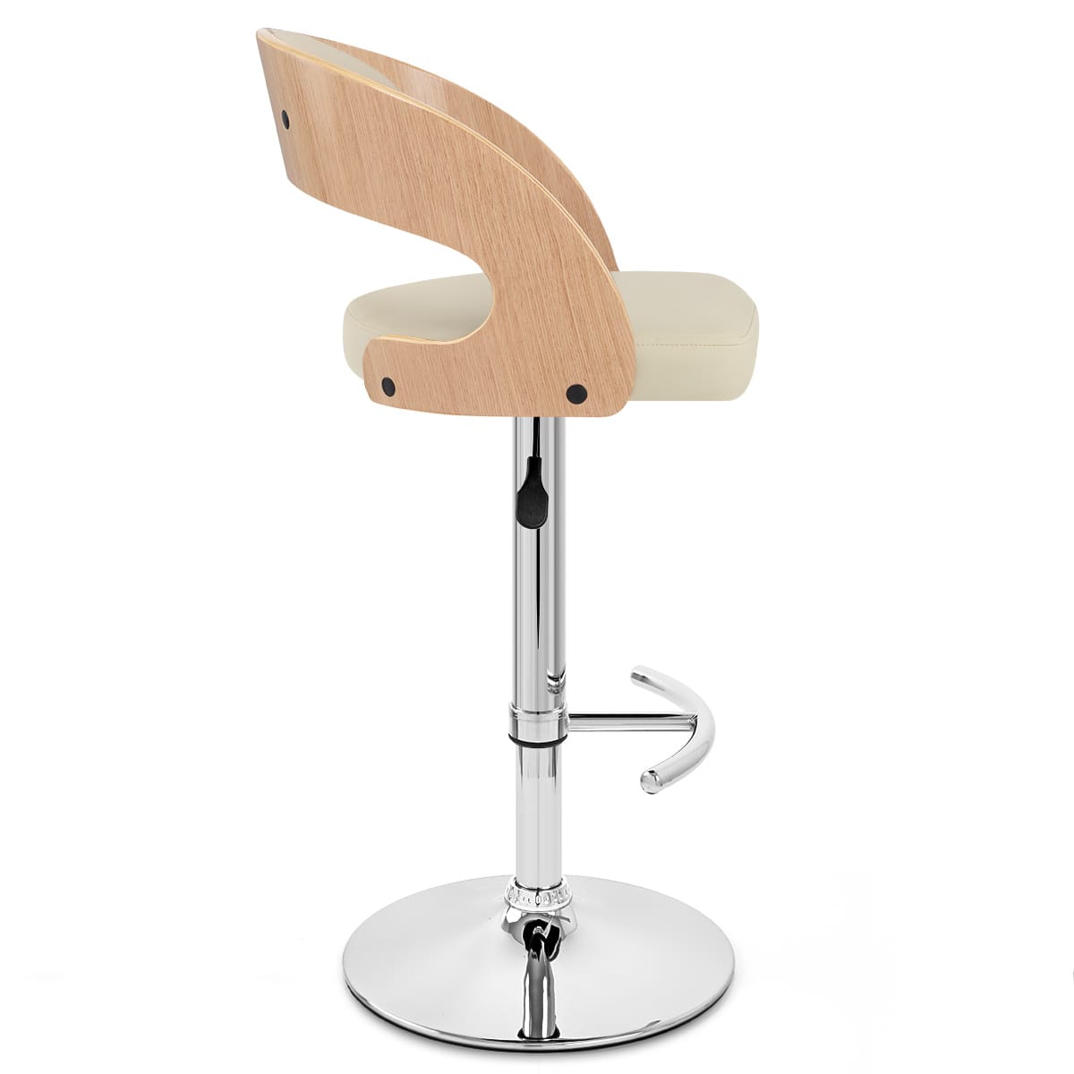 Taburete Madera Cromo Roble - Eva Crema
