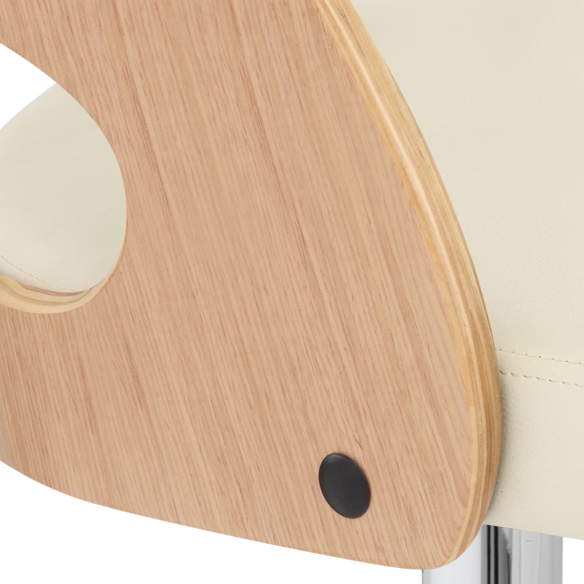 Taburete Madera Cromo Roble - Eva Crema