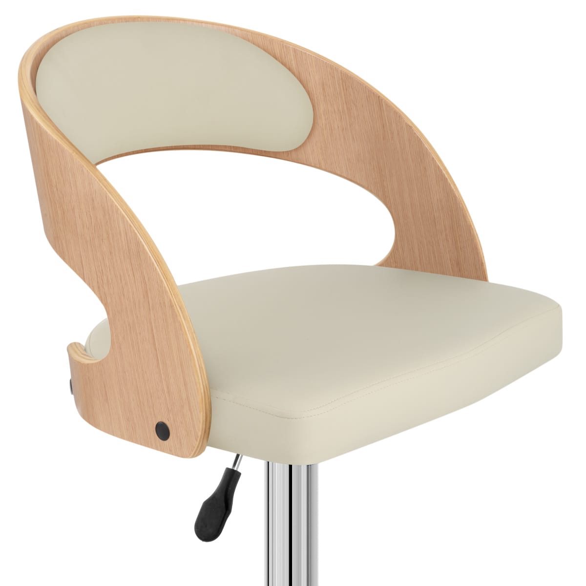Taburete Madera Cromo Roble - Eva Crema