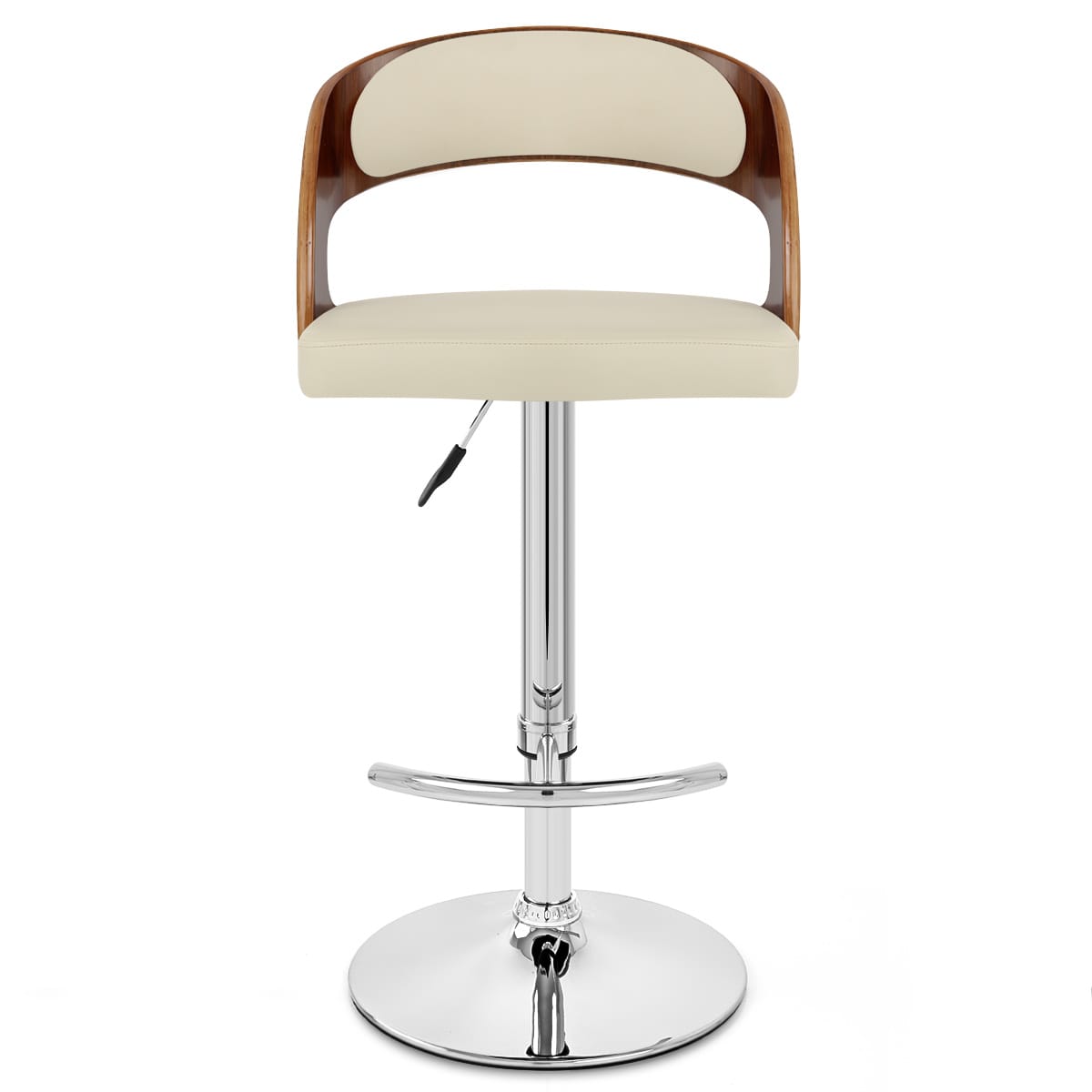 Taburete Madera Nogal Cromo - Eva Crema