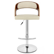 Taburete Madera Nogal Cromo - Eva Crema
