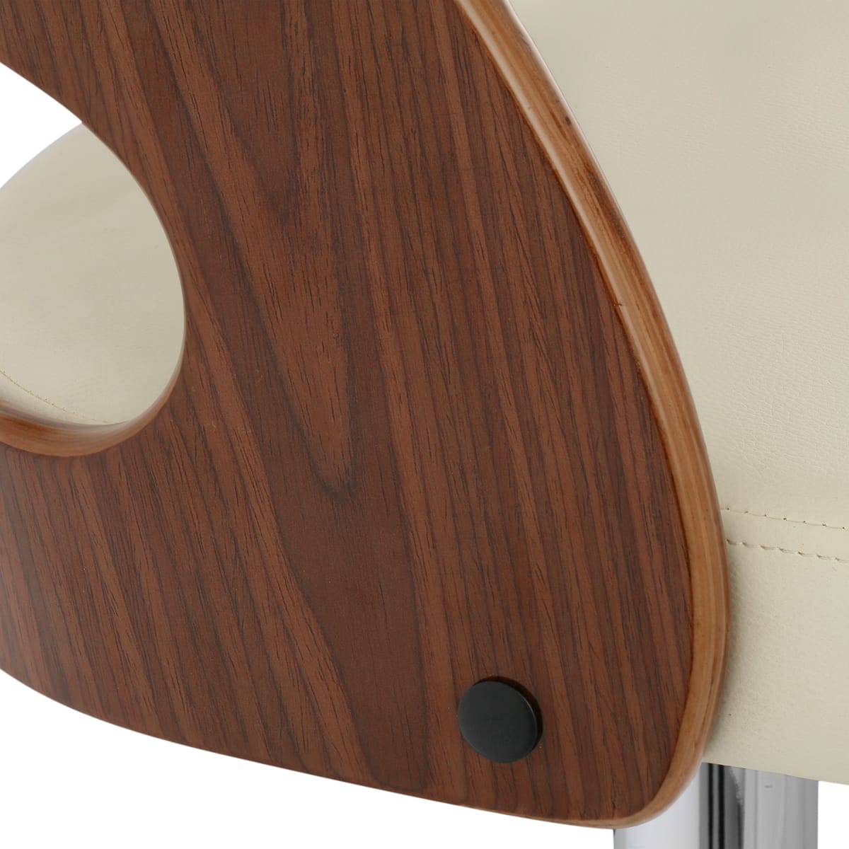 Taburete Madera Nogal Cromo - Eva Crema
