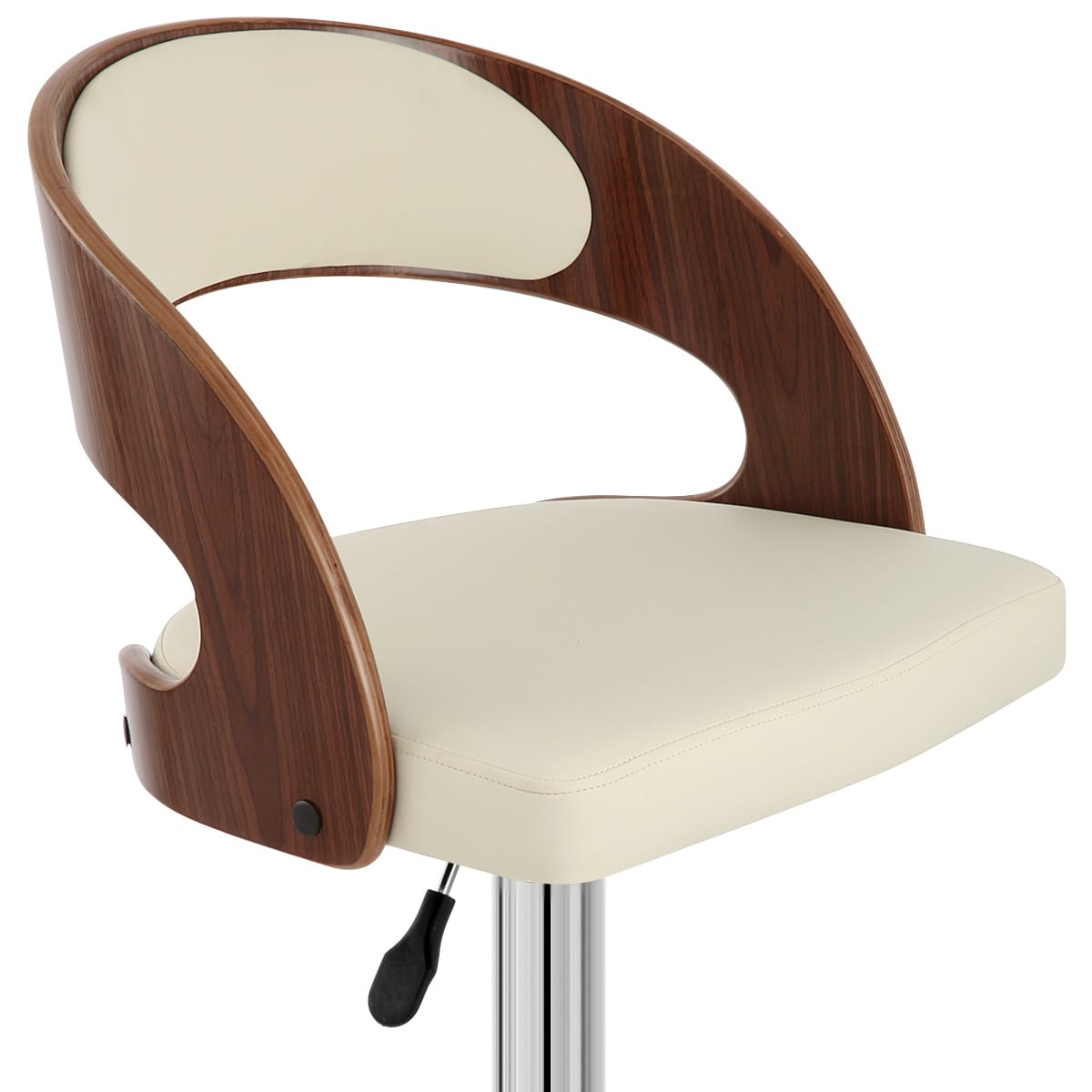 Taburete Madera Nogal Cromo - Eva Crema