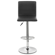 Silla de Bar Cuero Auténtico Cromo - Fabio Negro