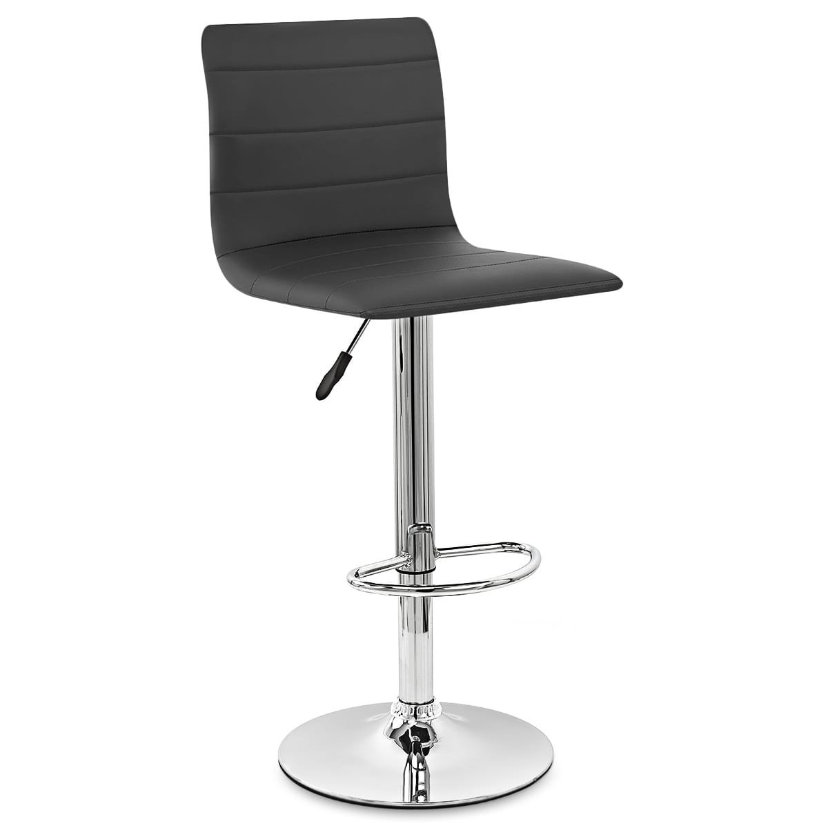 Silla de Bar Cuero Auténtico Cromo - Fabio Negro