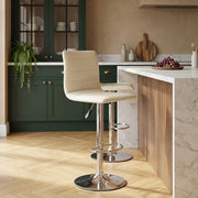 Silla de Bar Cuero Auténtico Cromo - Fabio Crema