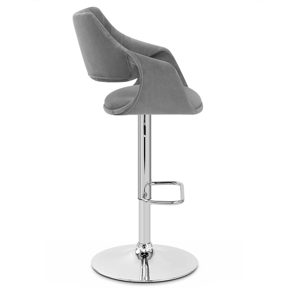 Taburete Terciopelo Cromo - Fairfield Gris