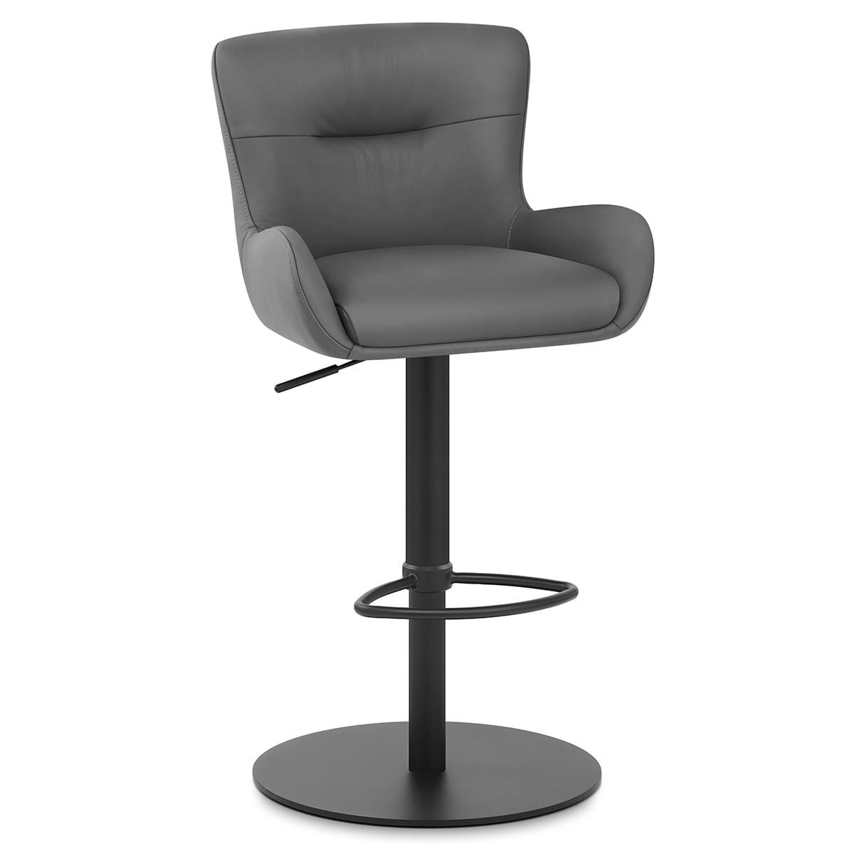 Taburete Cuero Auténtico - Faraday Gris Oscuro