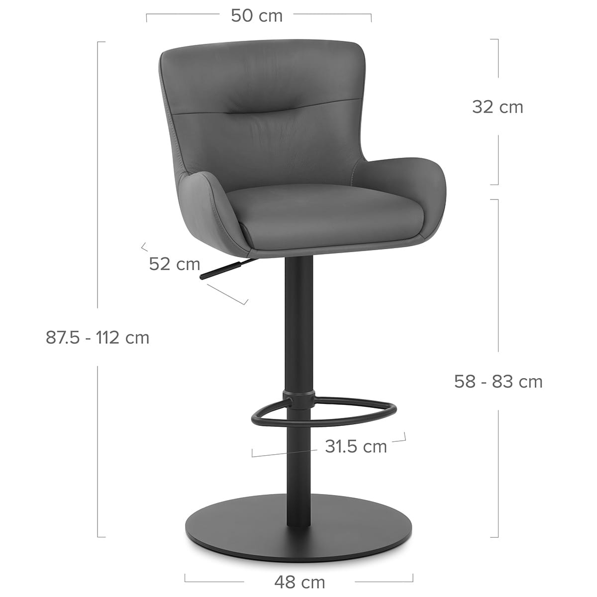 Taburete Cuero Auténtico - Faraday Gris Oscuro
